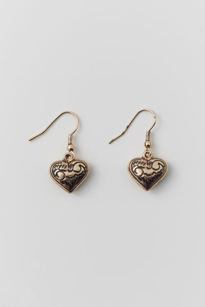 Urban Outfitters Etched Heart Earring In Gold, Women's At
