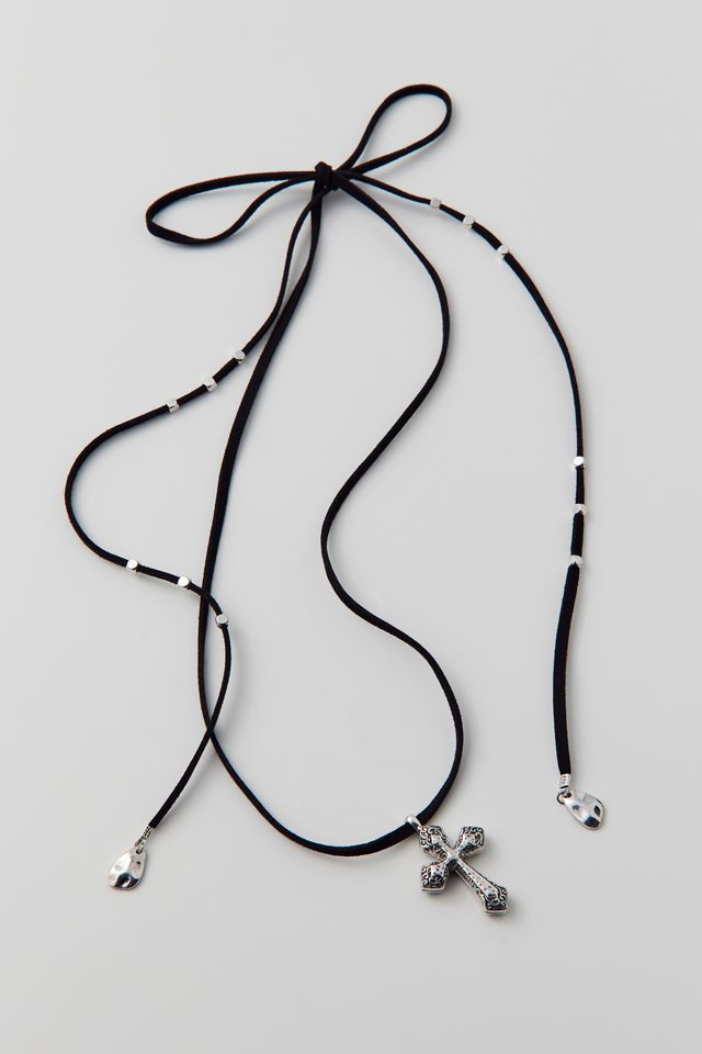 Etched Cross Corded Wrap Necklace Urban Outfitters