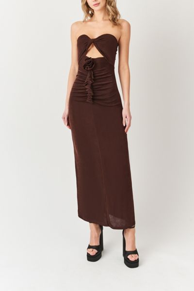 Amy Lynn Strapless Rose Ruffle Maxi Dress