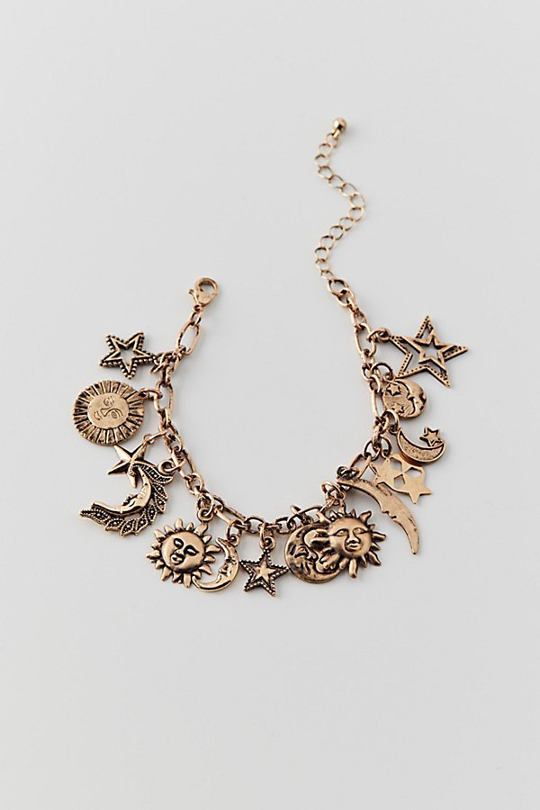 Urban Outfitters Sun And Moon Charm Bracelet In Gold, Women's At