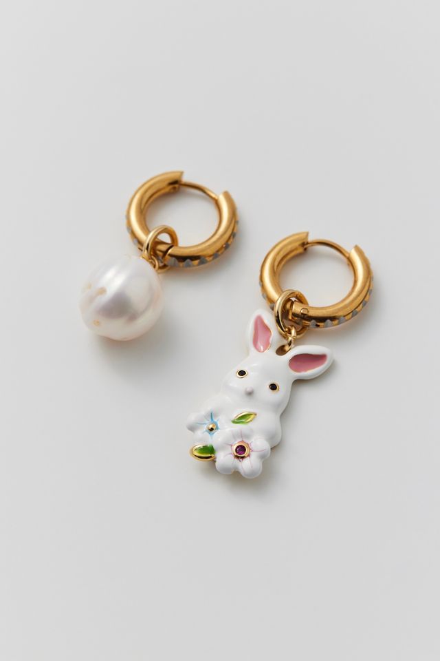 NOTTE Jewelry Lucky Bunny Pearl Hoop Earring Urban Outfitters
