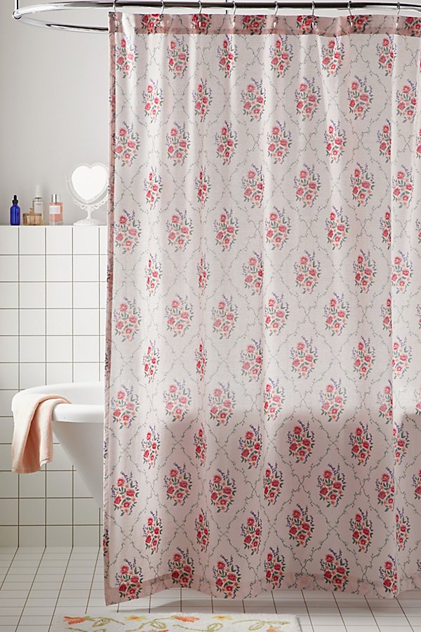 Shop Urban Outfitters Georgette Vintage Wallpaper Shower Curtain In Pink At