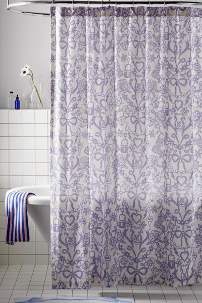 Shop Urban Outfitters Lucky Stencil Shower Curtain In Blue At