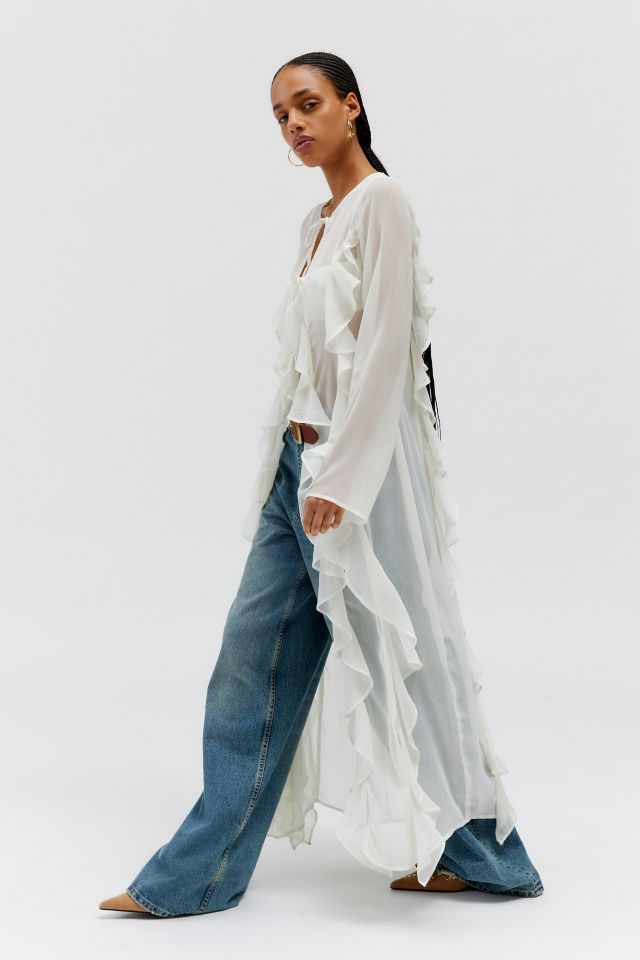 Daisy Street Sheer Ruffle Duster Top #1