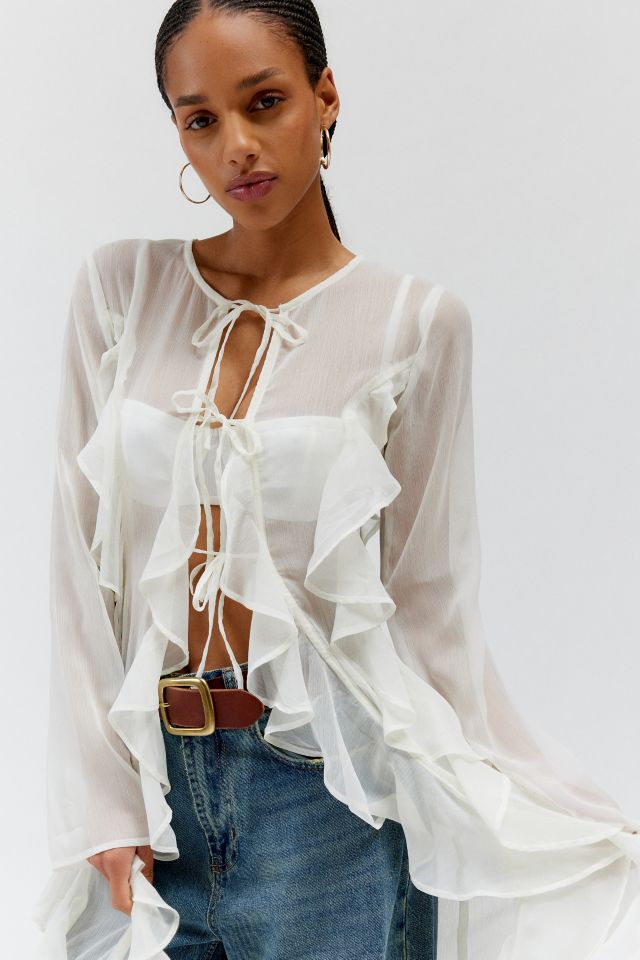 Daisy Street Sheer Ruffle Duster Top #2