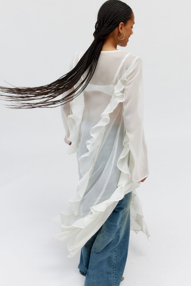 Daisy Street Sheer Ruffle Duster Top #3