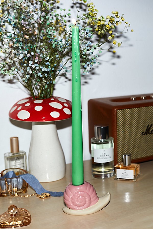 Shop Doiy Snail Taper Candle Holder In Green At Urban Outfitters