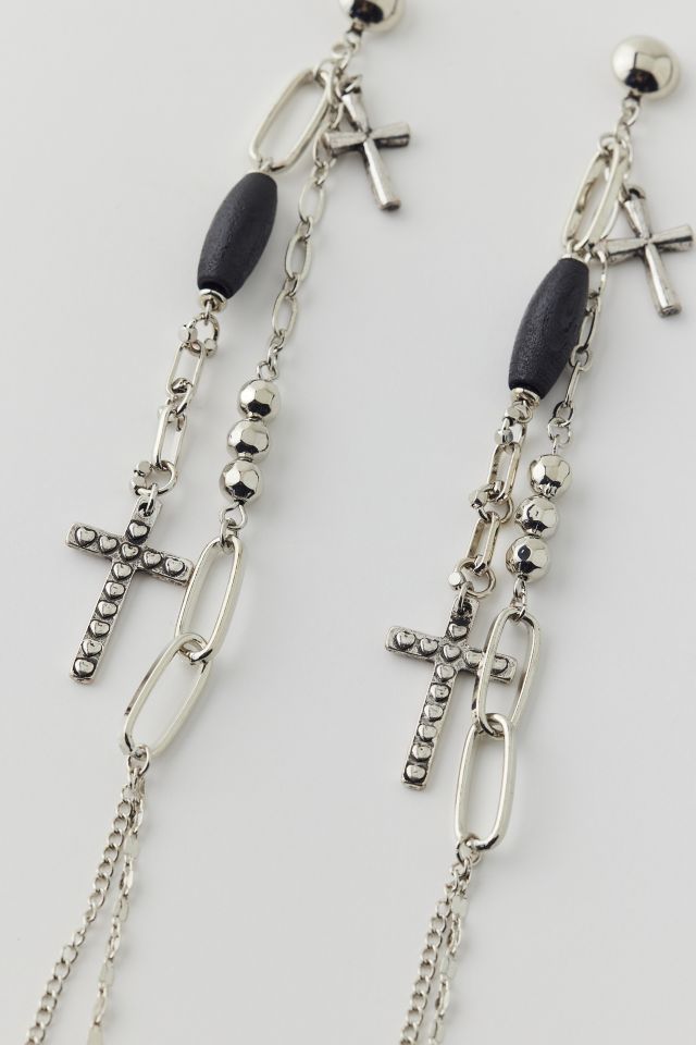 Cross Fringe Drop Earring #3
