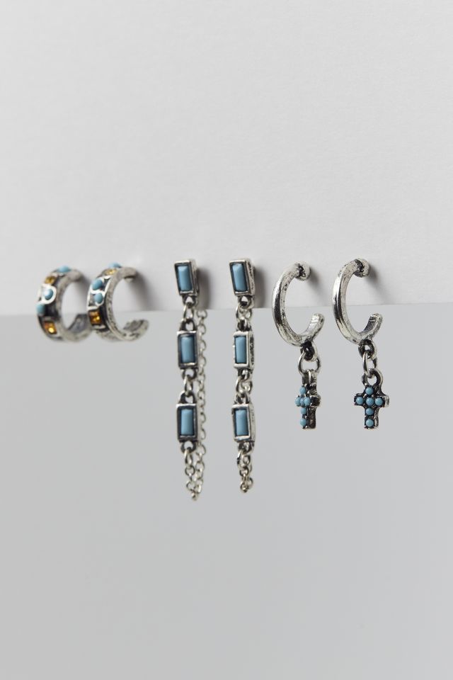 Cross Post & Hoop Earring Set #2