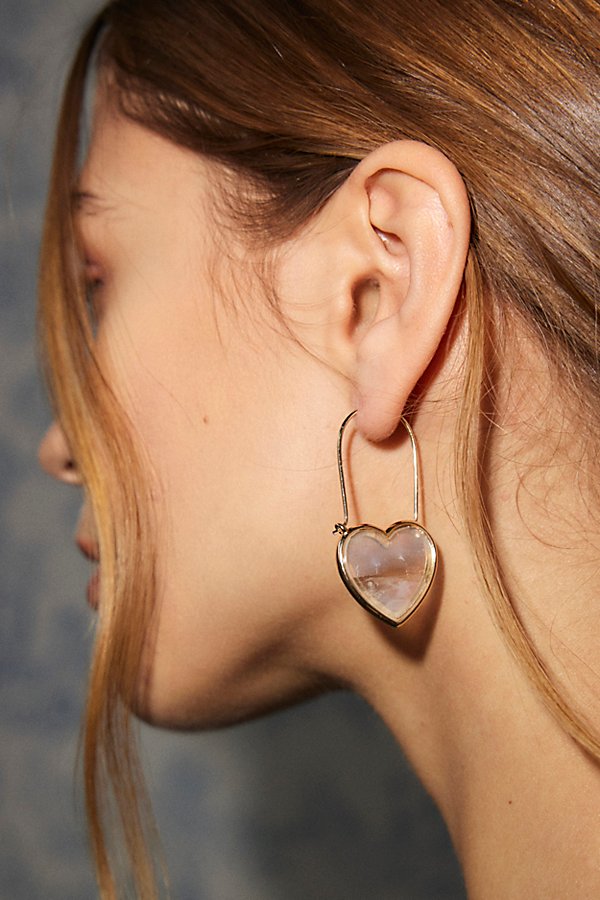 Urban Outfitters Oblong Shell Heart Hoop Earring In Gold, Women's At