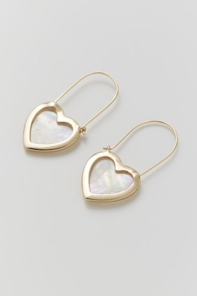 Oblong Shell Heart Hoop Earring