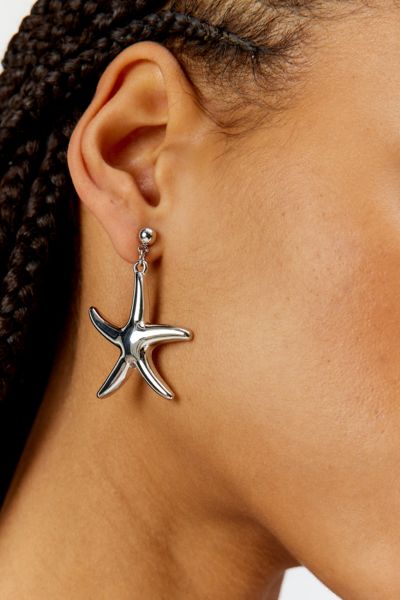 Urban Outfitters Starfish Drop Earring In Silver, Women's At