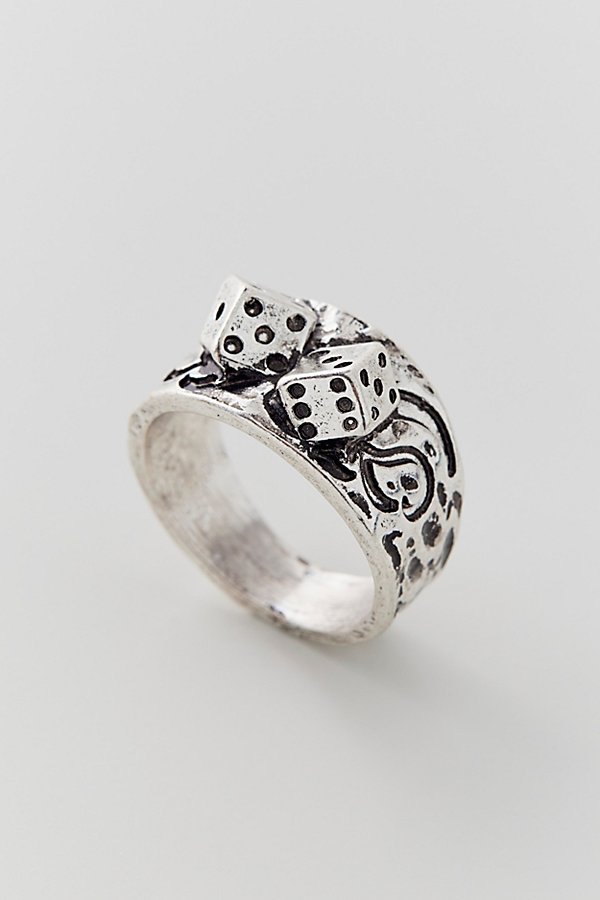 Urban Outfitters Dice Statement Ring In Silver, Men's At