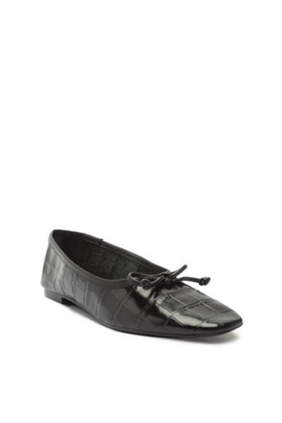 SCHUTZ ARISSA LEATHER CROC BALLET FLAT IN BLACK, WOMEN'S AT URBAN OUTFITTERS 