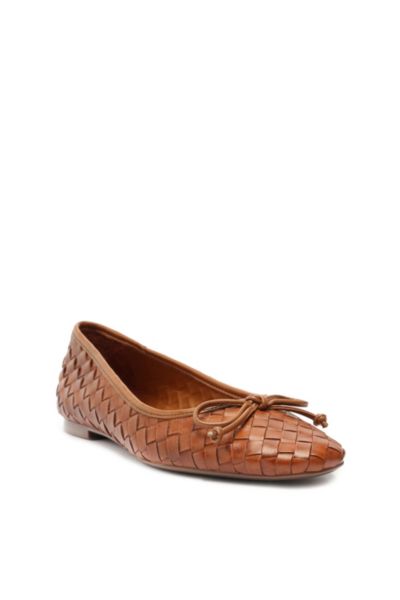 Schutz Arissa Woven Leather Bow Ballerina Flats In Miele