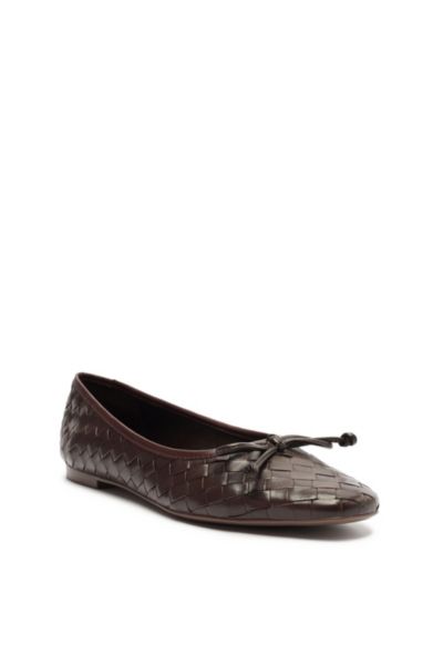 Schutz Arissa Dark Chocolate Woven Leather Ballet Flats In Dark Chocolate