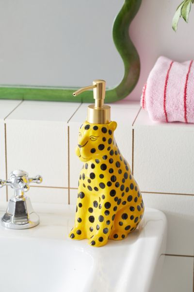 Urban Outfitters Cheetah Soap Dispenser In Yellow At