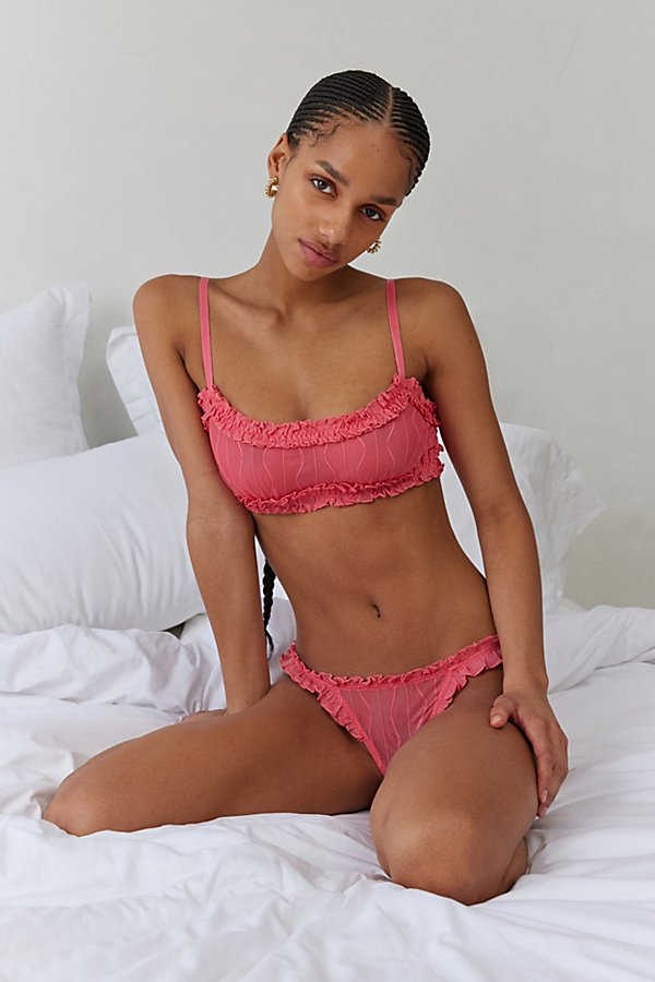 Out From Under Make Waves Scoop Bralette In Coral, Women's At Urban Outfitters In Pink