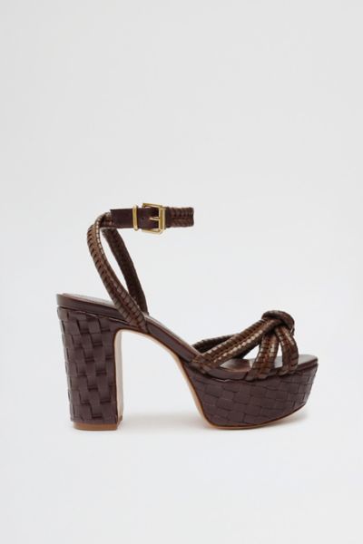 Schutz Kathleen Woven Ankle-strap Platform Sandals In Dark Chocolate