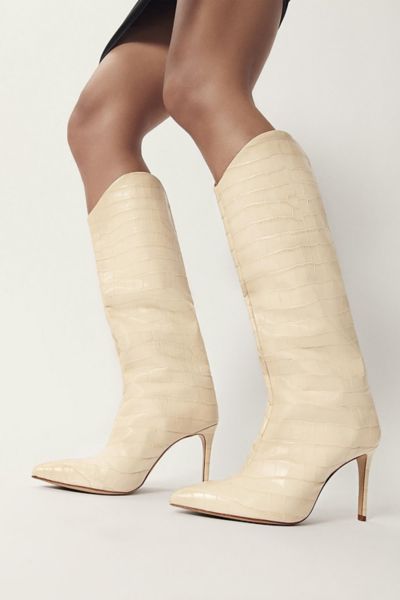 Schutz Maryana Leather Knee-high Boot In Eggshell, Women's At Urban Outfitters In Eggshell