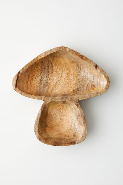 Wooden Mushroom Serving Bowl