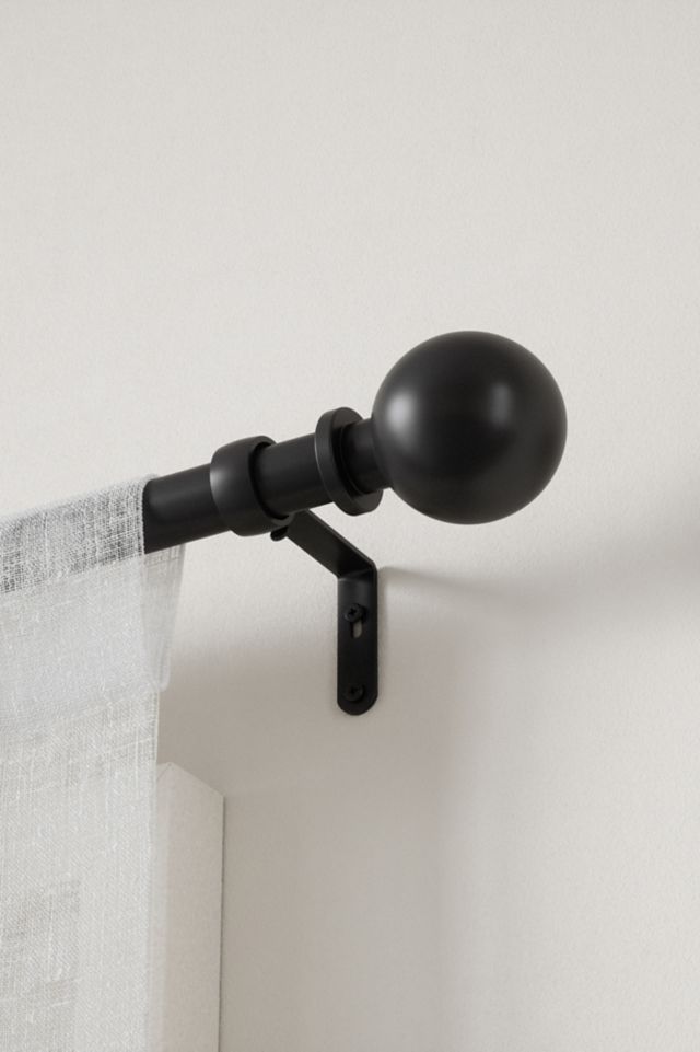 Silver Nickel Adjustable Curtain Rod with Ball Finials