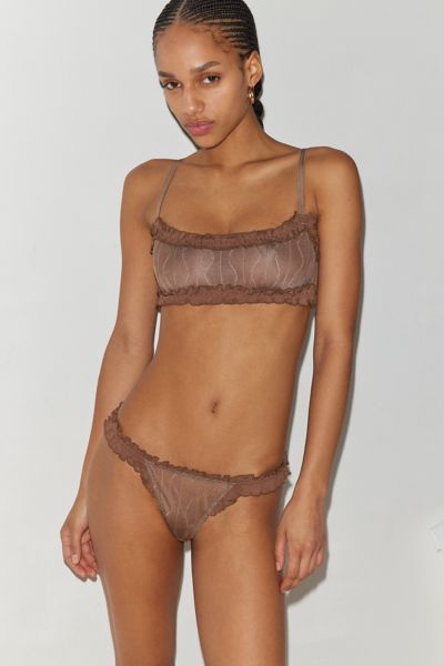 Shop Out From Under Make Waves Ruffle G-string Thong In Brown, Women's At Urban Outfitters