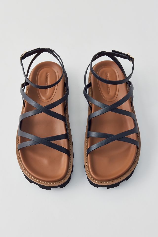 CHARLES&KEITHDouble-Strap Espadrille Flatform Sandals/送料込 Sand Faux Suede Double-Strap Espadrille Flatform Sandals
