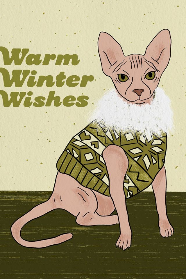 Boss Dotty Sweater Cat Holiday Greeting Card #1