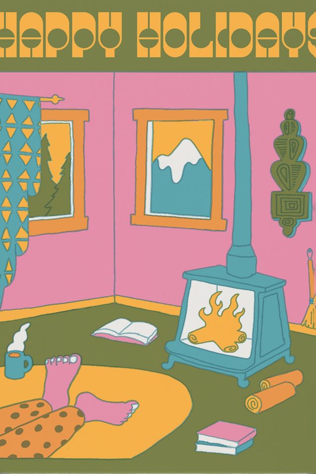 Red Cap Fireside Holiday Greeting Card #1