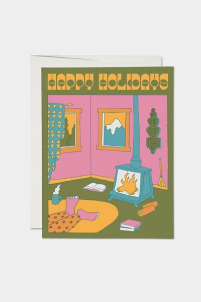 Red Cap Fireside Holiday Greeting Card