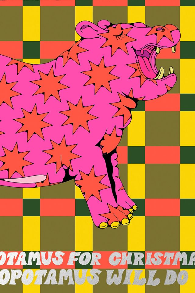 Red Cap Holiday Hippo Greeting Card #1