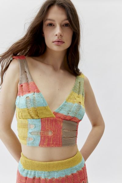 Shop Out From Under Barbados Beach Knit Cropped Top In Assorted At Urban Outfitters
