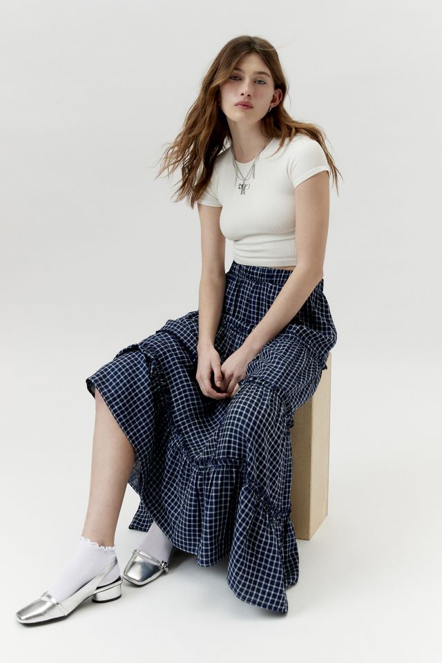 Urban Renewal Remnants Check Plaid Maxi Skirt | Urban Outfitters
