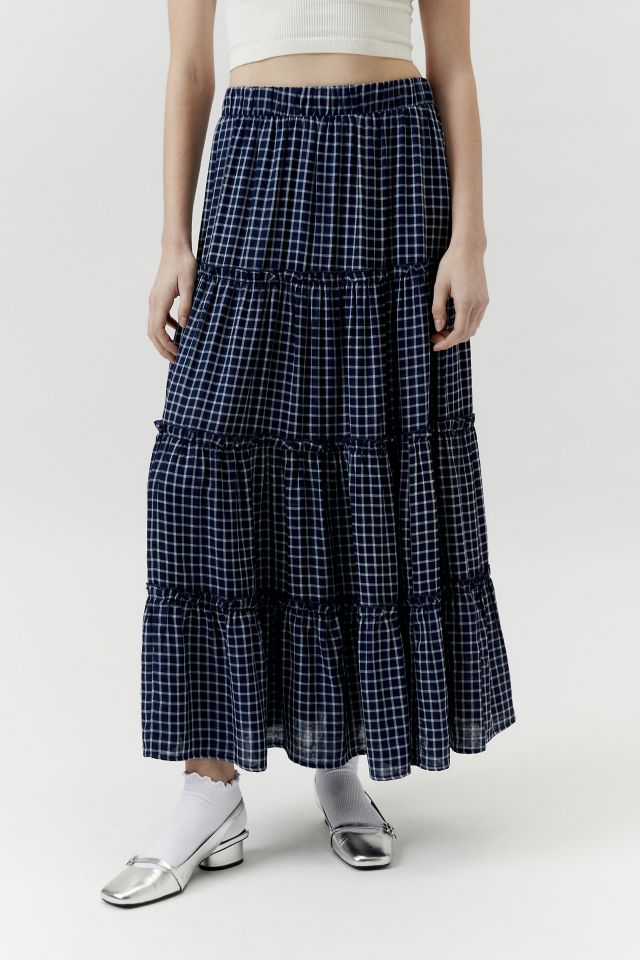 Urban Renewal Remnants Check Plaid Maxi Skirt #1