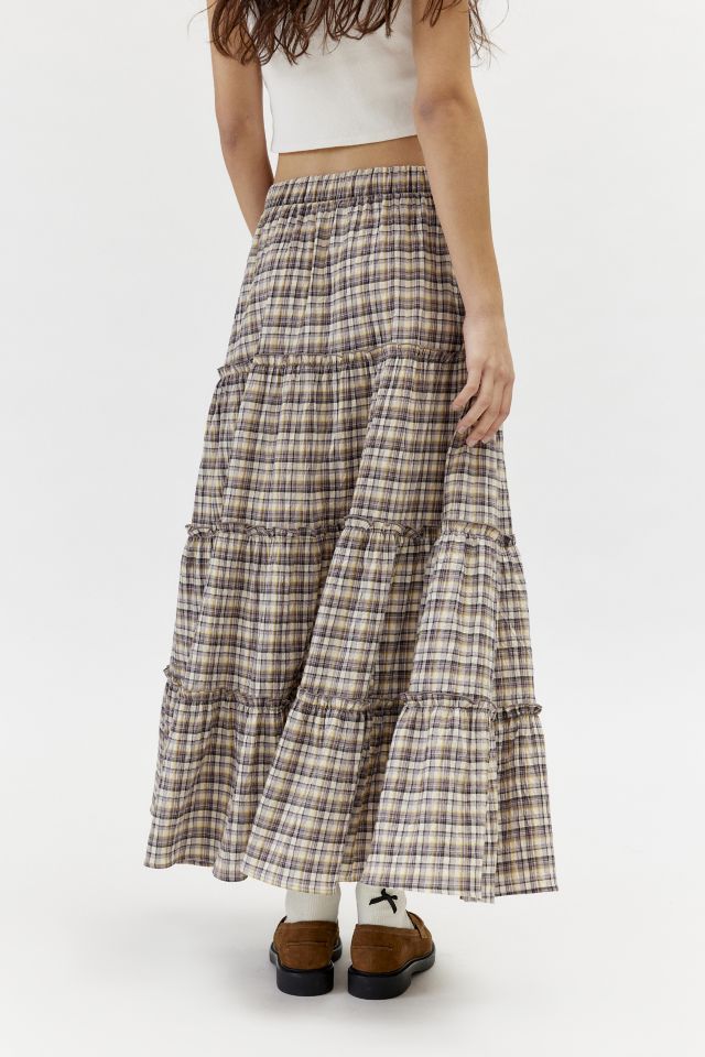 Urban Renewal Remnants Plaid Tiered Maxi Skirt #4