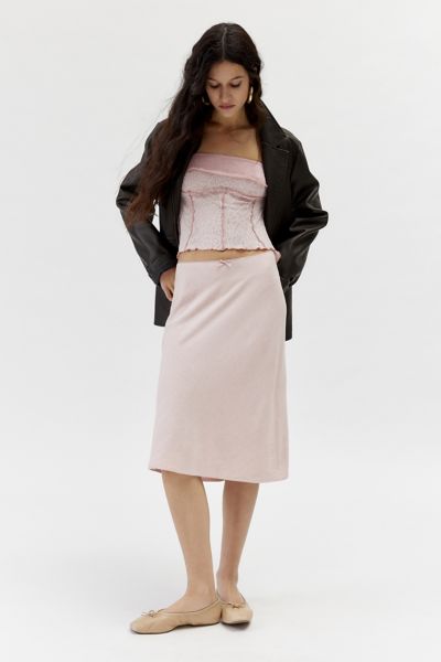 Urban Renewal Remnants Knee Length Heavy Linen Skirt In Blush, Women's At Urban Outfitters