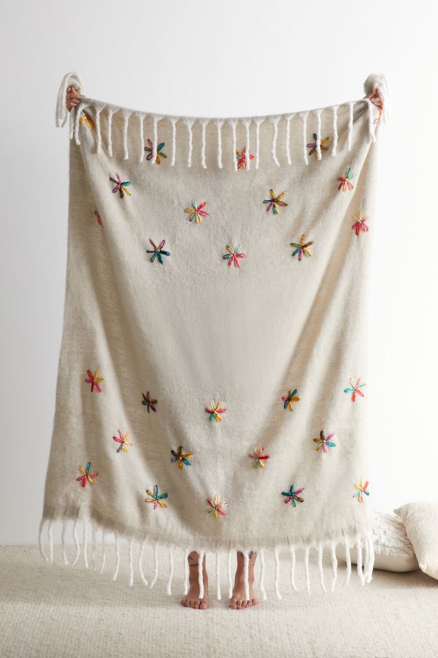 Ecru Embellished Throw Blanket #1
