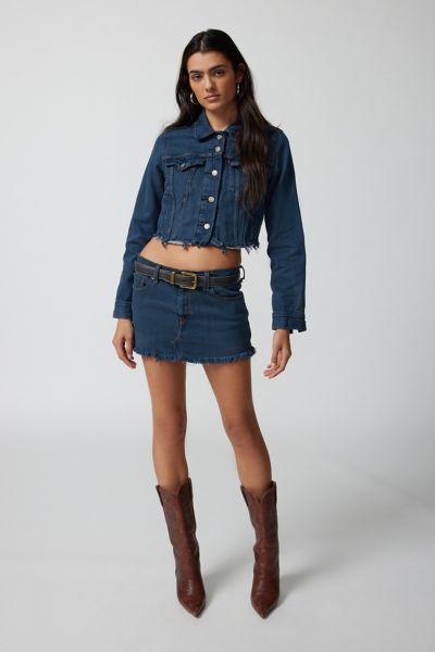 Urban Renewal Remade Overdyed Gummy Denim Mini Skirt In Navy, Women's At Urban Outfitters
