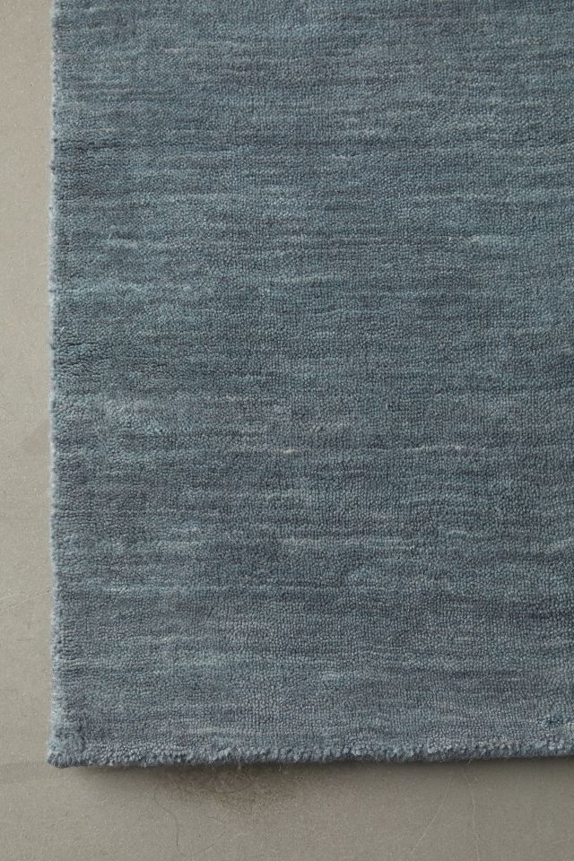 Handmade Blue Wool 9' x 12' Rectangular Rug