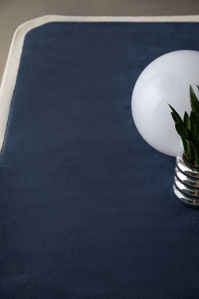 Navy and Cream Hand-Tufted Wool Runner Rug