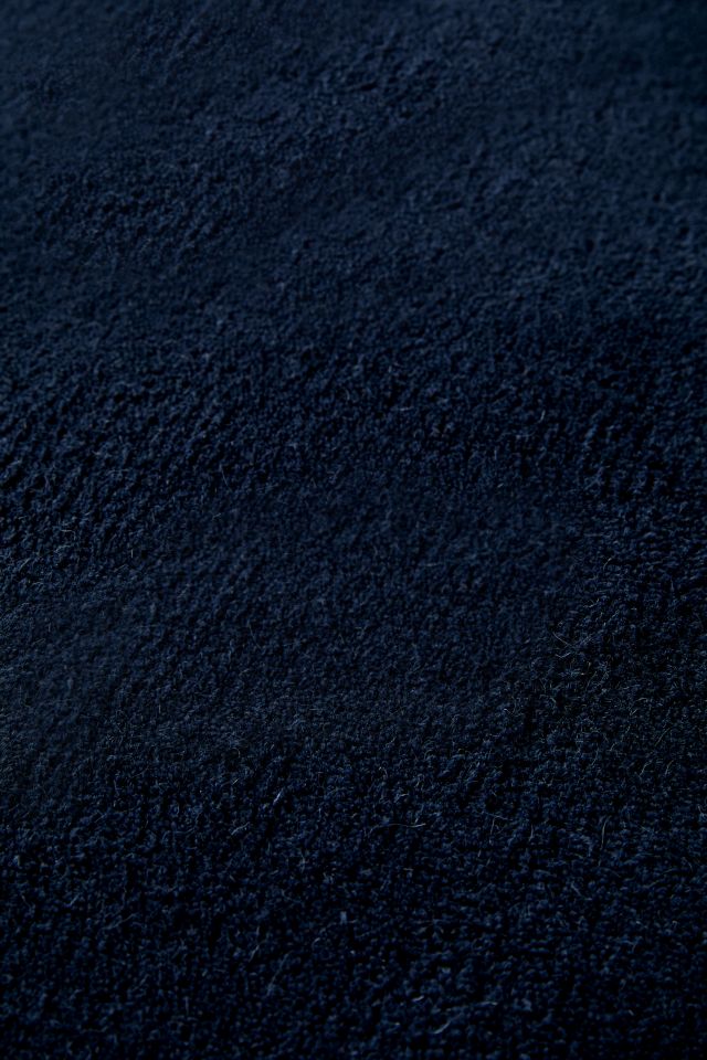 Navy and Cream Hand-Tufted Wool Runner Rug