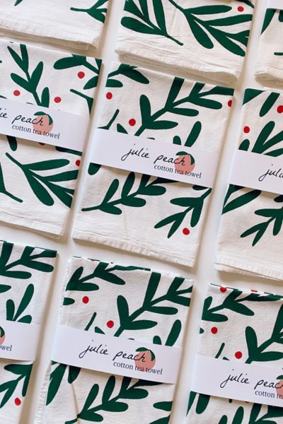 Julie Peach Winter Botanic Tea Towel In White At Urban Outfitters In White