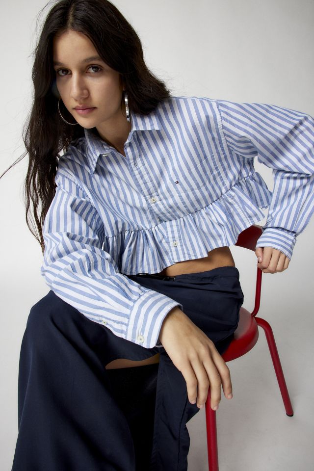 Urban Renewal Remade Ruffle Cropped Peplum Shirt | Urban Outfitters