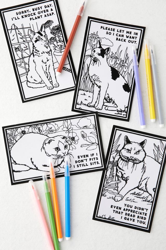 Moody Cats Magic Velvet Coloring Set By Brass Monkey & Galison #1