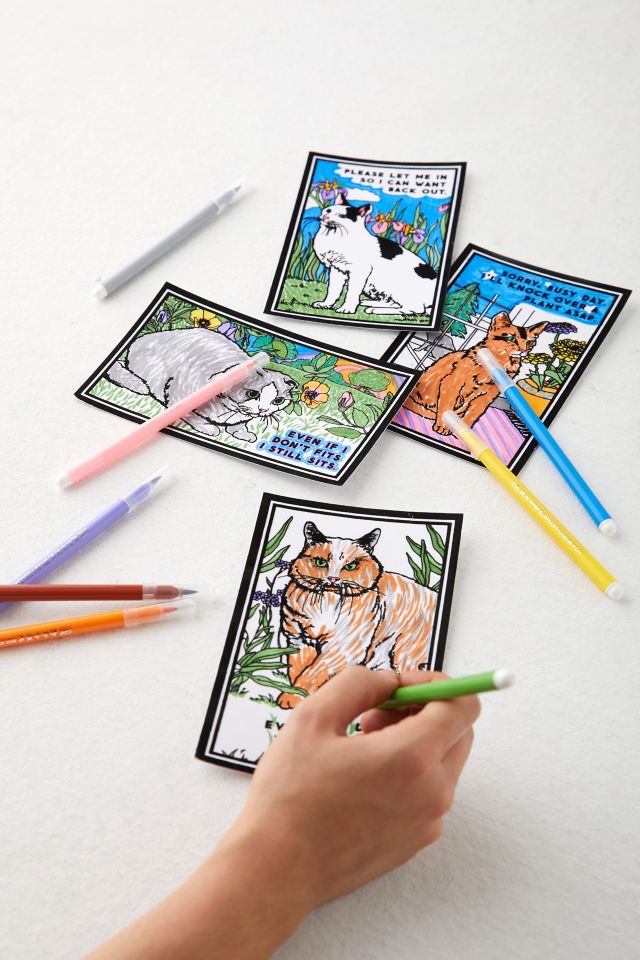 Moody Cats Magic Velvet Coloring Set By Brass Monkey & Galison #2