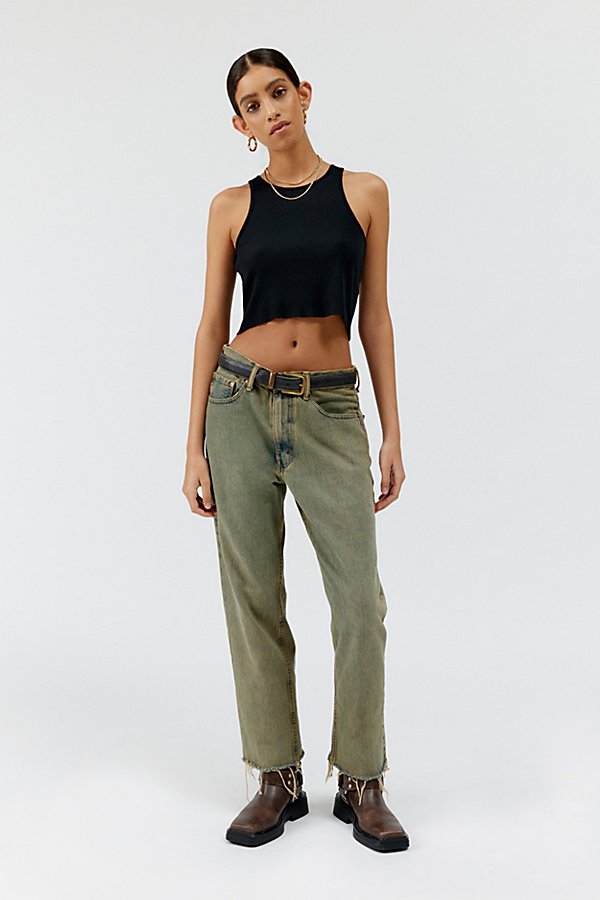Urban Renewal Remade Levi's Raw Cut Hem Jean In Olive At Urban Outfitters In Black
