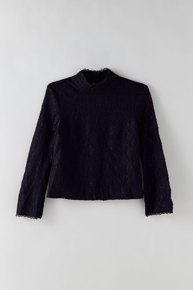 British Style Solid Lace With Bow Turtleneck Tops