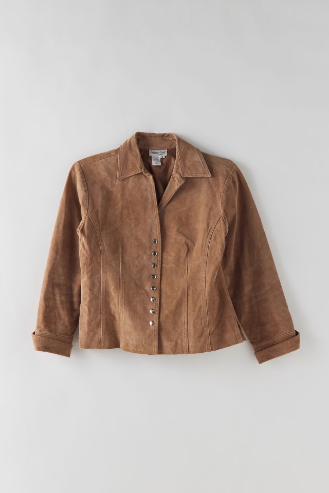 Top Vintage Genuine Suede Button-Front Jacket