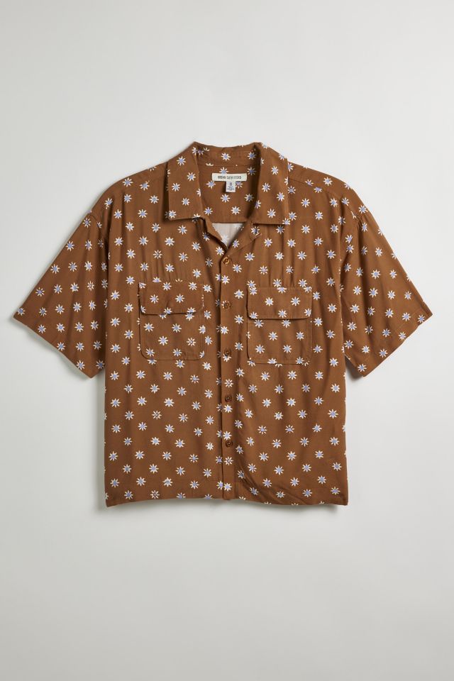 UO Jamie Rayon Short Sleeve Cropped Button-Down Shirt #1